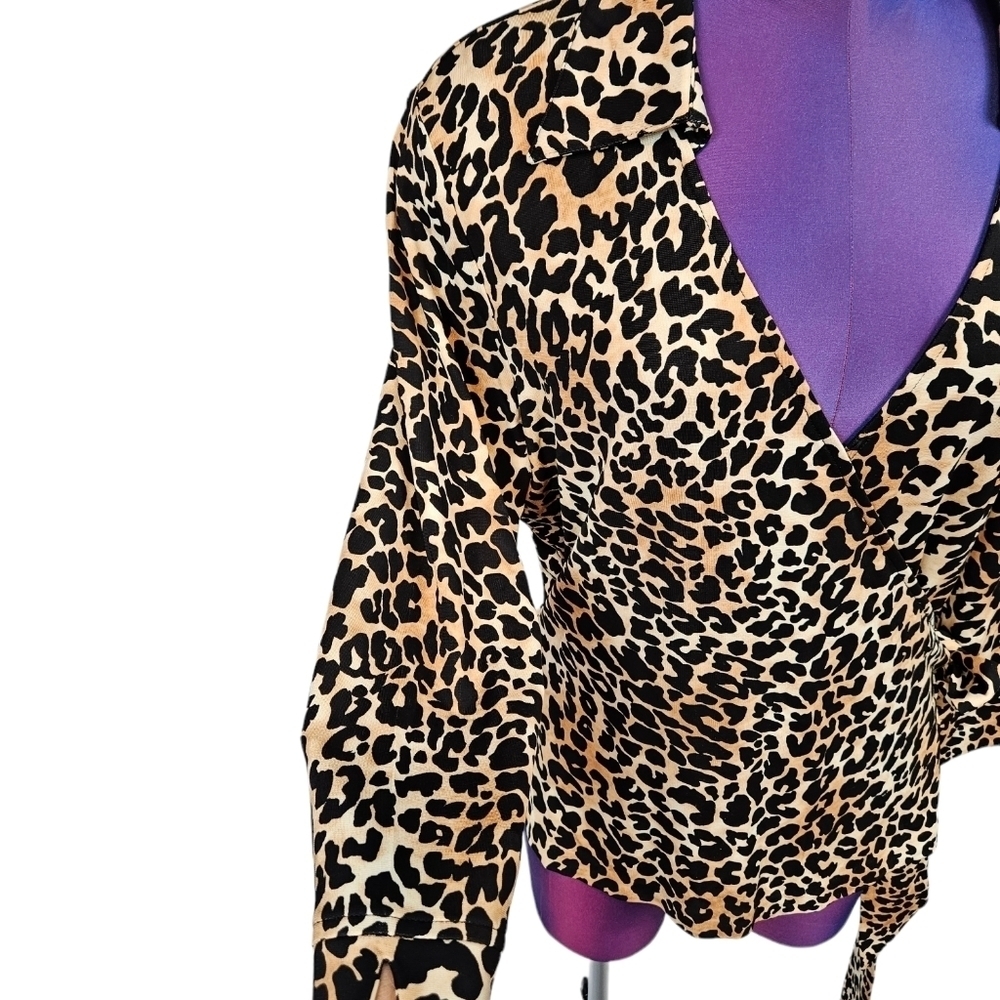 Talbots Leopard Print Wrap Blouse Size Large Wome… - image 4